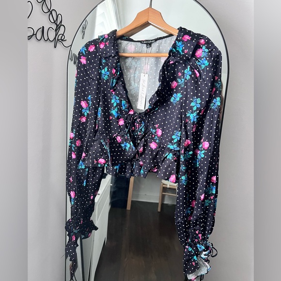 NWT For Love & Lemons Rosen Puff Sleeve Blouse - Revolve - Picture 1 of 5